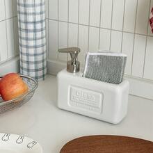 Cirelle Ceramic Rectangular Lotion Pump Dispenser, Refillable Bottle For Bathroom Hand Soap & Shampoo - White - View 10