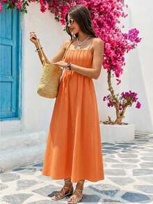 Vivid Eden Đầm hai dây màu trơn dáng casual cho nữ, trang phục mùa hè, quần áo mùa hè, trang phục mùa xuân cho nữ, đầm mùa xuân cho nữ, trang phục đi biển cho nữ, trang phục đi chơi, đầm sinh nhật, trang phục ngày lễ, đầm màu cam, đầm casual cho nữ, đầm thanh lịch dự tiệc cho nữ, đầm đi nghỉ mát màu cam, đầm hè casual, đầm maxi màu cam, đầm hè casual cho nữ, đầm hè cho nữ, trang phục nghỉ dưỡng cho nữ, đầm đi nghỉ mát cho nữ, đầm dài cho nữ. - Màu Cam san hô - Xem 2