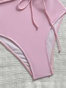 Swim Mod 女士荷叶边装饰连体海岛海滩度假休闲泳衣，甜美女孩连体泳衣，适合游泳池派对游轮，春夏款 - 淺粉色 - 查看 3