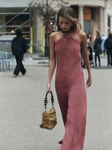 Nöista 女士棕色露背系带阔腿连体裤 - 玫紅色 - 查看 6