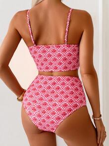 Swim Vcay Women's 2 Pieces Tropical Print Vacation Casual Tankini Swimwear Set - Multicolor - View 2