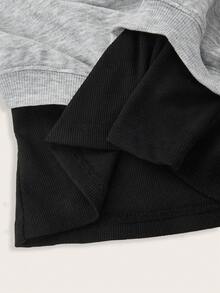 SHEIN MOD 休闲简约风二合一镂空装饰女式灰色卫衣，适合早春穿着，复古风舞会卫衣，性感可爱风，Y2K椰子女孩风，波西米亚风，嬉皮风，音乐节风，夏季适用 - 彩色 - 查看 6