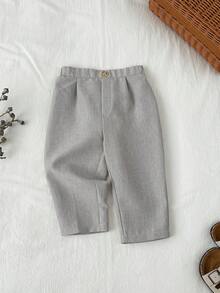 男女童休闲宽松卡其色裤子，春夏款，婴幼儿下装，校服裤 - 卡其色 - 查看 6