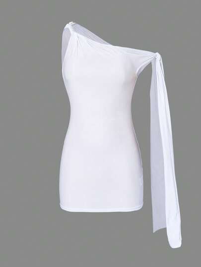 Swim Chiccia Top de cache-maillot transparent de couleur unie pour femmes, idéal pour l'été