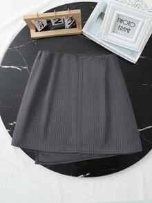 Franclia Elegant Commuting Casual Versatile Pleated Gray Striped A-Line Skirt, Women Spring/Summer - Grey - View 2