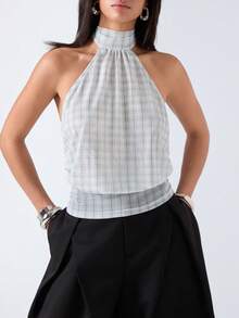 LYSMO 女士 Y2K 格子时尚露背吊带背心 - 彩色 - 查看 5