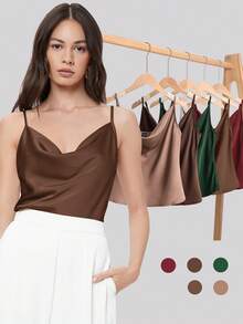 Maija Camiseta de tirantes elegante y marrón para el verano - Marrón - Ver 3