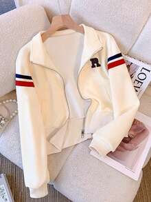 Resyla 女士修身立领插肩袖开衫 - 杏色 - 查看 5