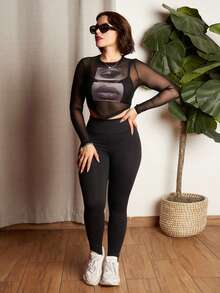 Lupita Cardoza Blusa negra corta con estampado de ojos y labios para mujer - Negro - Ver 6