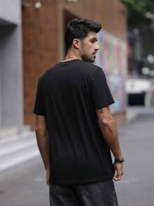 ‌ Camiseta de hombre de cuello redondo y manga corta. Estilo casual con estampados modernos y cómoda - Verde militar - Ver 2