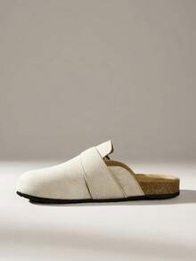 Solecia 女士新款平底套脚鞋，半包头穆勒鞋，采用绒面革材质，适合外出、购物、通勤和休闲穿着。 - 杏色 - 查看 6