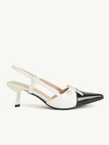 CUCCOO CHICEST Elegante Damen Pumps mit Schleifendekor und Kontrastfarbe an der Spitze - Schwarz und Weiss - Übersicht 3