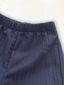 Elladie kids 2件套女童时尚可爱3D蝴蝶结无袖上衣和七分裤套装，适合日常穿着、度假和外出，春夏新款 - 藏蓝色 - 查看 7