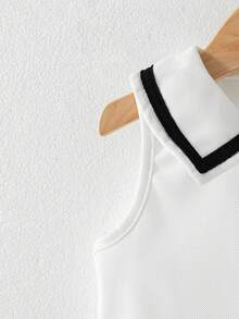 Souflis Souflis French Style New 0-3 Years Old Girls' Summer Dress, White Collared Ruffle Hem Sleeveless Sundress, Suitable For School, Play, Outings, Home And Other Occasions - White - View 5