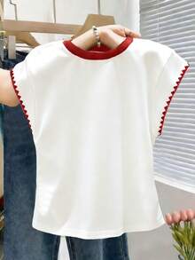 Resyla Áo thun nữ dáng rộng, thoải mái, phối màu, cổ tròn, in họa tiết. - Nhiều màu - Xem 3