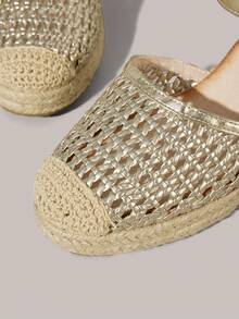 Styleloop Sapatos de Plataforma de Cor Sólida Minimalista, Clássicos, Confortáveis e Casuais, Adequados para Looks de Férias e Essenciais de Viagem - Dourado - Visão 6