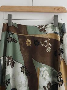 Franclia 百搭优雅通勤休闲度假A字不对称印花连衣裙/半身裙，女士春夏款 - 彩色 - 查看 4