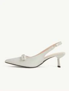 CUCCOO CHICEST Women's Fashion Light Green Bow Diamond Buckle Pointed Thin Heel High Heel Single Shoes - Light green - View 5