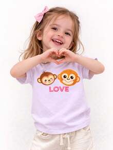Conjunto de 3 playeras para niña de manga corta, informal de punto suave con  Del Monito Viral Punch Y Su Peluche - Multicolor - Ver 2
