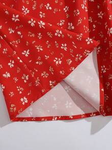 GlowEve 女士无袖纽扣碎花休闲连衣裙，红色，优雅假日装扮，可爱图案，收腰设计，有内衬，适合夏季和情人节穿着。 - 紅色 - 查看 7