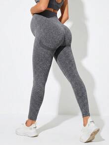 SHEIN 孕妇纯色高腰休闲运动七分裤 - 燧石 - 查看 2