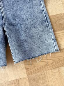 Quần yếm denim màu xanh dương dáng rộng cho bé trai, có túi. - Rửa trung bình - Xem 5