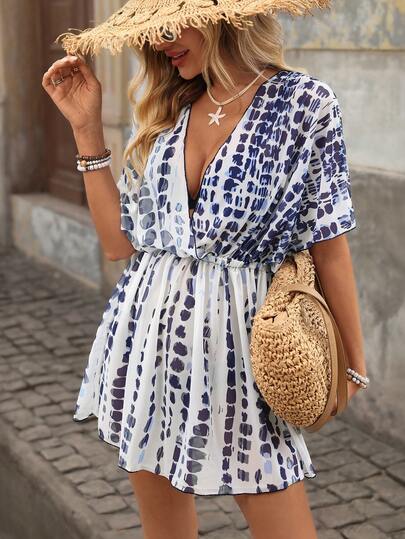 Brillora 女士时尚休闲优雅浪漫热带印花泳衣罩衫，面料柔软舒适，春夏款