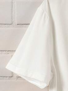 Manfinity Dauomo Men's Round Neck T-Shirt, Cat Print Pattern Design, Casual Versatile Daily Wear, Summer - White - View 4