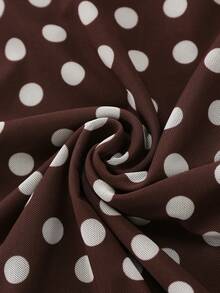 Olithes Women's Polka Dot Halter Neck Versatile Casual Top - Brown - View 6