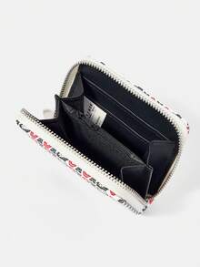 Betty Boop x SHEIN 1 chiếc, Ví ngắn thời trang in chữ trắng và môi đỏ - Màu trắng 1 - Xem 4