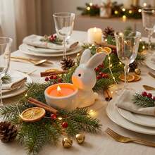 Cirelle 复活节陶瓷兔子烛台，兔子造型烛台，简约家居装饰及创意桌面摆件 - 多色 - 查看 4