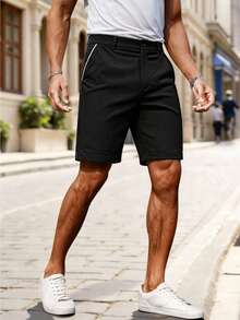Manfinity Homme Hombres Shorts bermuda con bolsillo oblicuo - Negro - View 3