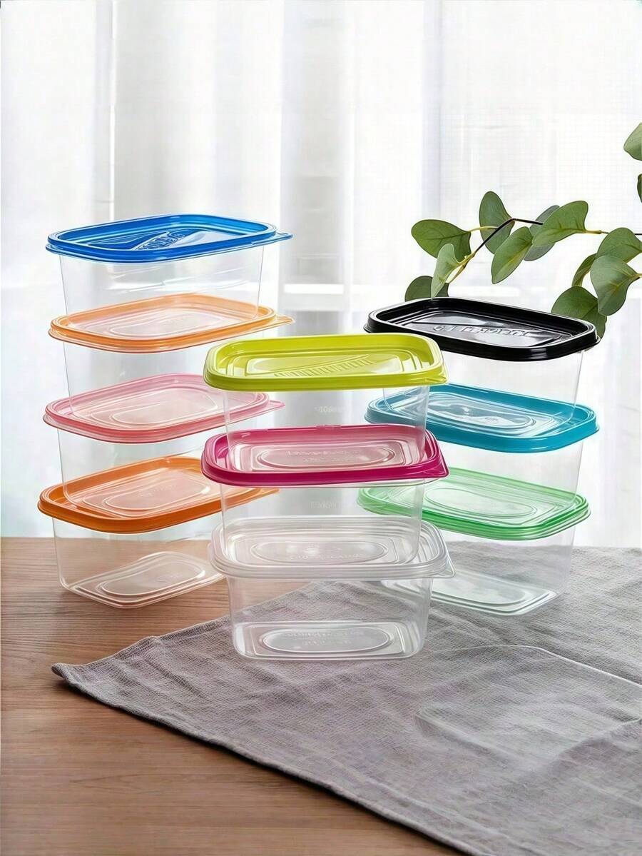 Disposable Food Container Set - Rectangular Takeout Box With Secure Lid, Clear Fresh-Keeper For Meal Prep & Storage, Leak-Proof Portable Lunch Box For Office & Outdoor Use - Multicolor - View 1