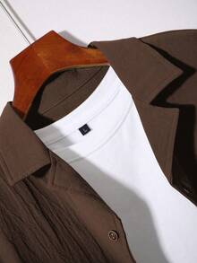Genlund Conjunto de camisa y pantalones cortos de unicolor casual para hombre de talla grande, Dinero viejo, Ocio diario, Viajes de fin de semana, Actividades al aire libre, Expediciones de viaje, Entornos de trabajo relajados o ocasiones semi-formales, Regalo para novio/esposo, Regalo de aniversario/cumpleaños, Fiesta de vacaciones de verano, Boda, De primavera a verano, Pascua, Conjunto de camisa de manga corta con botones y pantalones cortos de estilo resort casual para hombre, Conjunto de pantalones cortos marrones para hombre, Conjunto de dos piezas casuales de pantalones cortos para hombre, Conjunto de dos piezas de verano para hombre, Conjunto de pantalones cortos de lino para hombre, Conjunto de dos piezas marrones para hombre - Marrón - Ver 5