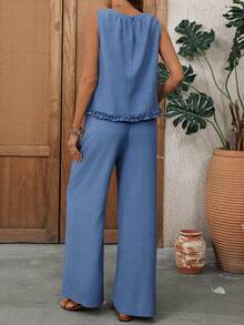 EMERY ROSE 女士优雅褶皱V领杏色短袖衬衫 - 彩色 - 查看 2