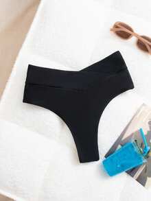Oceva 1 bộ đồ bơi bikini cạp chéo gợi cảm màu trơn cho nữ - màu đen - Xem 3