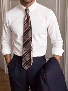 Manfinity Bizformal Men's White Textured Bubble Crinkle Button-Front Long Sleeve Shirt, Spring/Summer - White - View 5