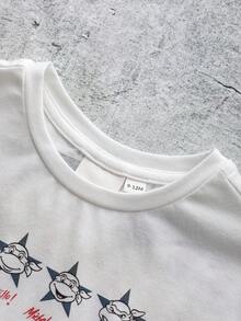 TEENAGE MUTANT NINJA TURTLES | SHEIN 2件套男婴圆领插肩袖T恤和短裤套装，忍者神龟图案 - 黑與白 - 查看 3