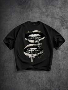 Manfinity ZONE917 Black Label Men's Drop Shoulder Short Sleeve T-Shirt - Black - View 1