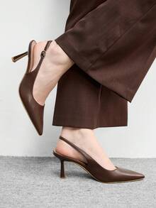 CUCCOO BIZCHIC 女士优雅尖头高跟鞋，通勤必备 - 棗紅色 - 查看 3