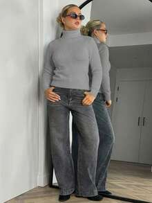 Bethéva 高领保暖内衬厚款保暖打底长袖毛衣，全新秋冬设计 - 灰色 - 查看 6