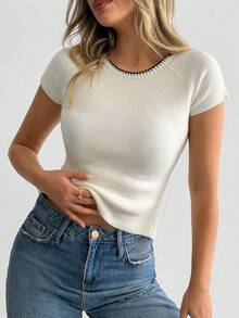 SHEIN Women Summer Casual Crew Neck Knit Top - Multicolor - View 6