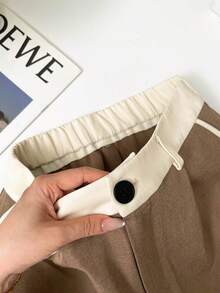 GlowEve Shorts de línea A de color contrastante versátiles y de moda - Marrón Mocha - Ver 5