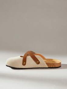 Solecia Ladies Campus Fashion Style Cross Strap Adjustable Comfortable Boken Flat Shoes - Off-white - View 6