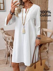 EMERY ROSE Váy mini trơn màu đơn giản dành cho nữ mặc hàng ngày và đi nghỉ - trắng - Xem 1