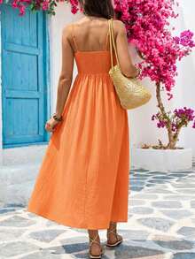 Vivid Eden Đầm hai dây màu trơn dáng casual cho nữ, trang phục mùa hè, quần áo mùa hè, trang phục mùa xuân cho nữ, đầm mùa xuân cho nữ, trang phục đi biển cho nữ, trang phục đi chơi, đầm sinh nhật, trang phục ngày lễ, đầm màu cam, đầm casual cho nữ, đầm thanh lịch dự tiệc cho nữ, đầm đi nghỉ mát màu cam, đầm hè casual, đầm maxi màu cam, đầm hè casual cho nữ, đầm hè cho nữ, trang phục nghỉ dưỡng cho nữ, đầm đi nghỉ mát cho nữ, đầm dài cho nữ. - Màu Cam san hô - Xem 4