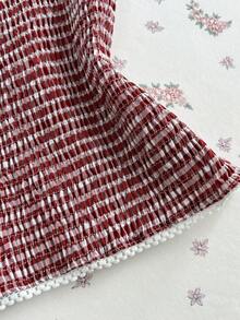 Elamini 女士格子印花撞色滚边休闲吊带衬衫 - 彩色 - 查看 4