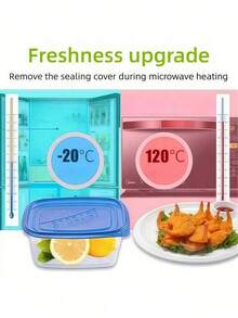 Disposable Food Container Set - Rectangular Takeout Box With Secure Lid, Clear Fresh-Keeper For Meal Prep & Storage, Leak-Proof Portable Lunch Box For Office & Outdoor Use - Multicolor - View 5