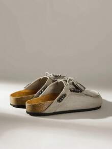 Solecia 女士休闲流苏平底鞋，百搭时尚日常鞋 - 灰色 - 查看 4