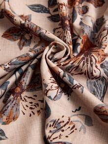 SHEIN VCAY Đầm hoa phối nhiều mảnh dành cho nữ cỡ lớn - Màu Khaki - Xem 9